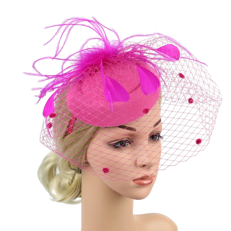 Women Feather Floral Hair Fascinator Hat Headband Cocktail Party Wedding Church Kentucky Derby Dress Accessories