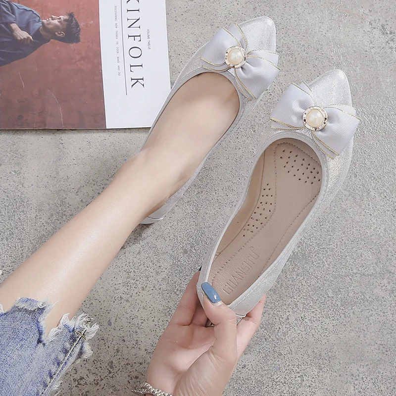 Soft Sole Foldable Women Ballet Flats Bow-knot Ladies Shoes Office Big Size 43 Female Loafers Spring Autumn Shoes Woman WSH4219