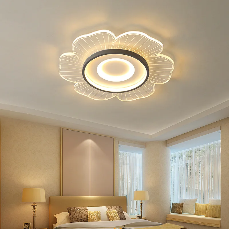 

Dimmable with RC Modern LED Ceiling Lights for Bedroom Flower-Shaped Living Room Dining Room Study Home Lighting Fixtures