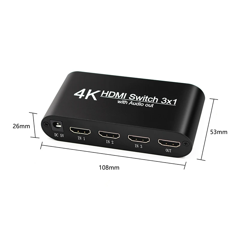 3x1 HDMI Switch with Audio Extractor Optical Toslink Output Support 4K 3D 1080P HDMI Switcher With Remote Control