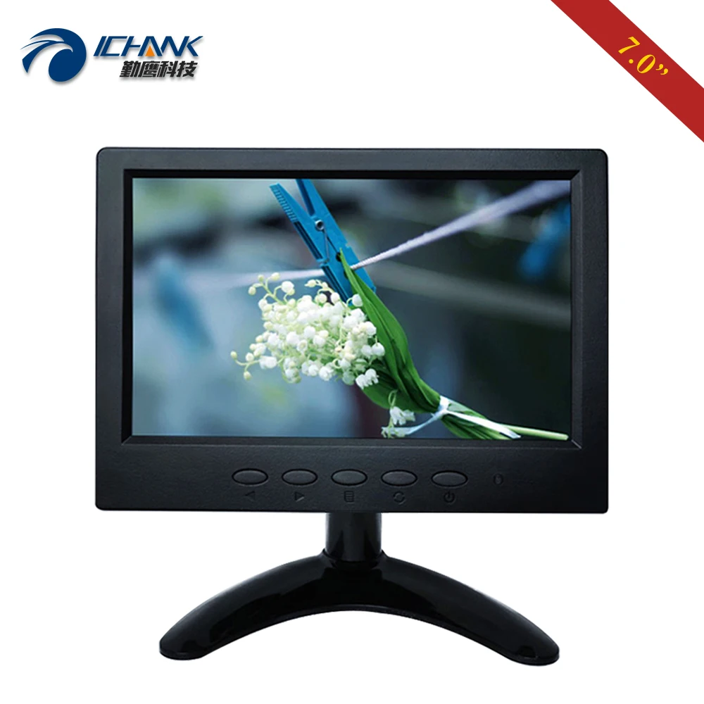 

7" inch Mini PC Monitor 1024x600 Fullview IPS LCD Screen HDMI-in AV Built-in Speaker Display U-Disk Video Loop Player ZB070JN-59