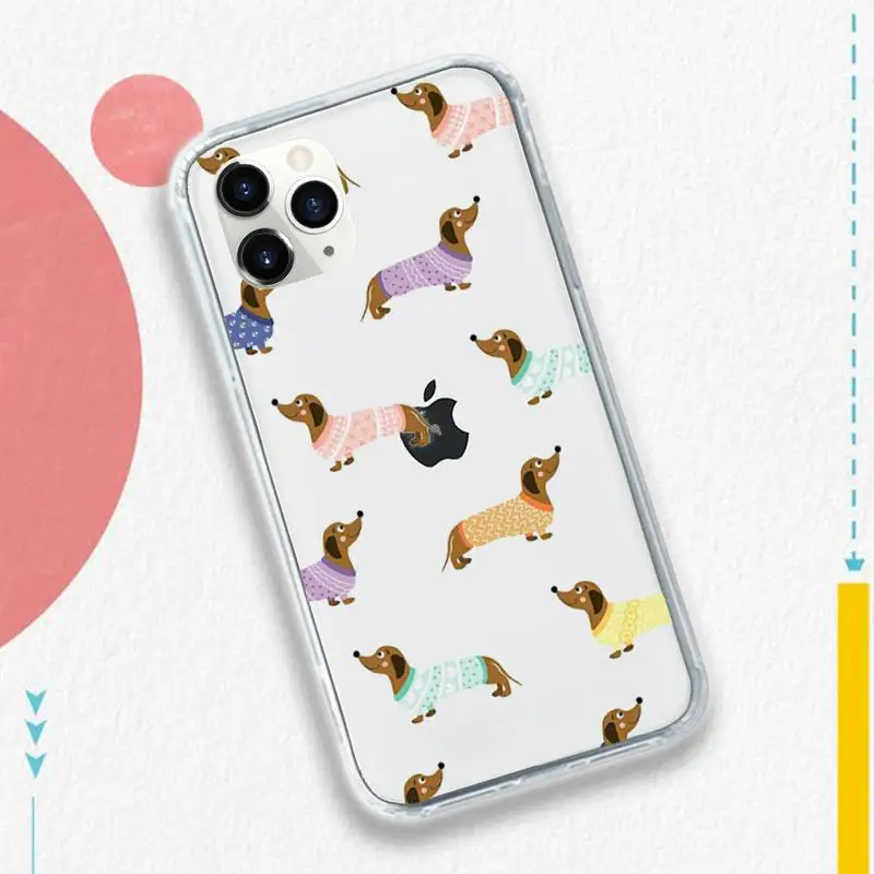 Dachshund Silhouette Dog cute animal Phone Case Transparent soft For iphone  14 7 8 11 12 plus mini x xs xr pro max