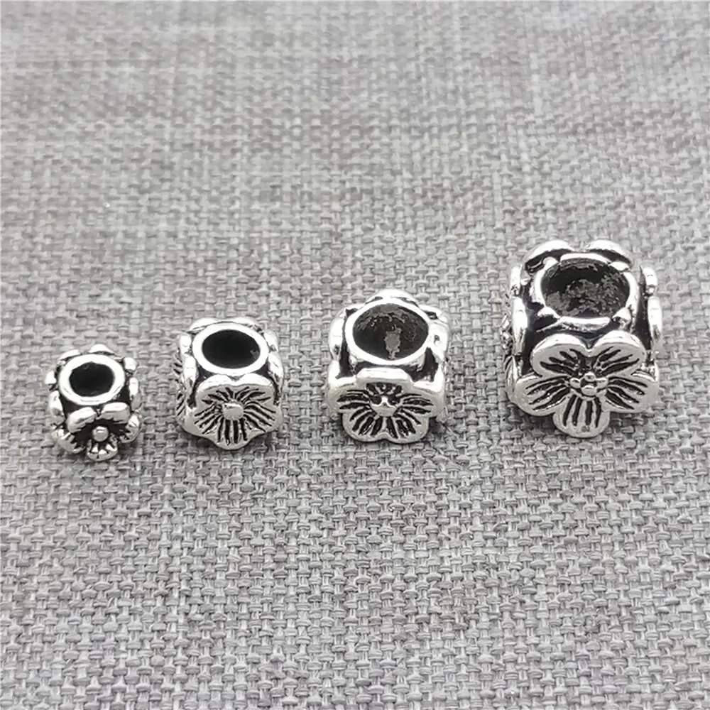 فضة زهر البرقوق زهرة مكعب الخرز لسوار 4 مللي متر 5 مللي متر 6 مللي متر 8 مللي متر