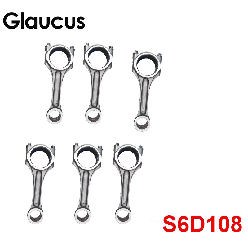 

6pcs S6D108 6D108 engine connecting rod conrod con rod for Komatsu Excavator with bolt 6222-31-3100 6222 31 3100 6222313100