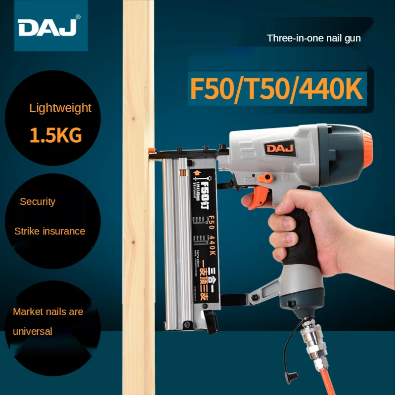 

Three-In-One Pneumatic Nail Gun Straight Line F30 Nail Gun 50 Multi-Purpose Pneumatic Tools for Woodworking and Decoration