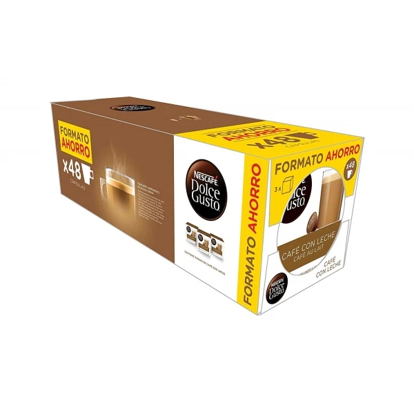 Dolce Gusto  Capsulas Cafe con  Leche Pack de 3 x 16 - 48 Cápsulas