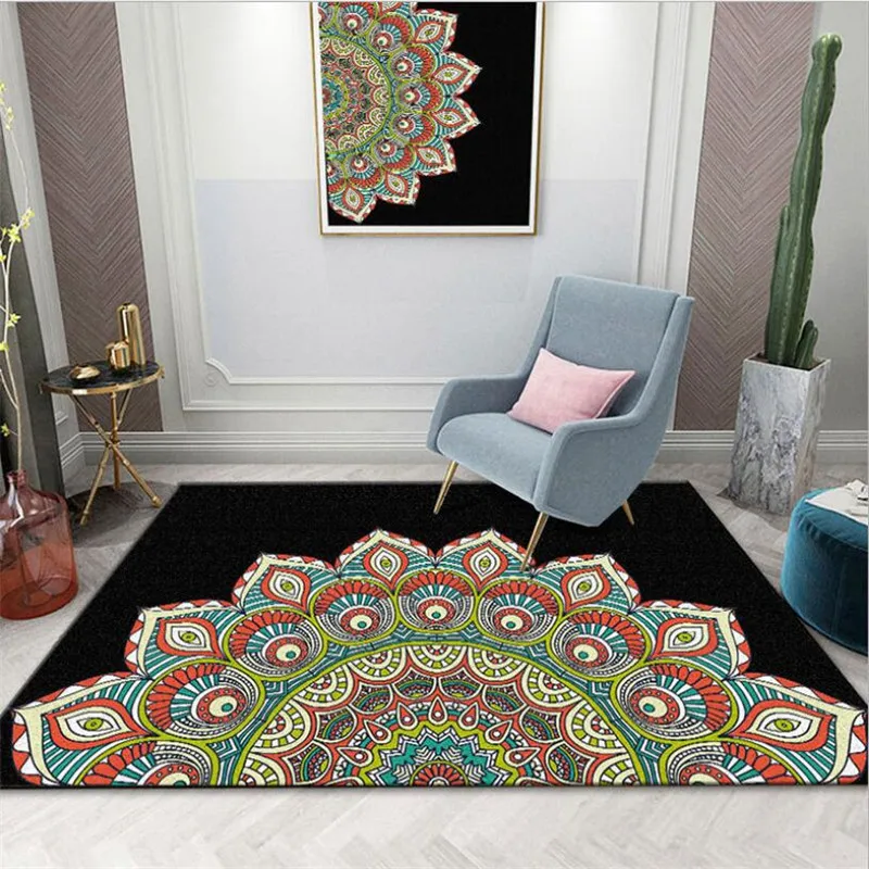 

Bohemia Style Rug Soft Flannel 3D Printed Rugs Parlor Mat Area Rugs Anti-slip Large Carpet Rug Living Room Decor 06