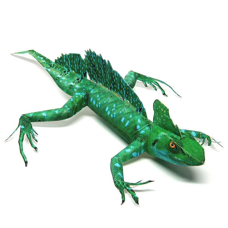 Basiliscus Lizard Paper Model Realistic Animal Mini 3D Papercraft DIY Kids Adult Handmade Origami Art Craft Toys WE-047