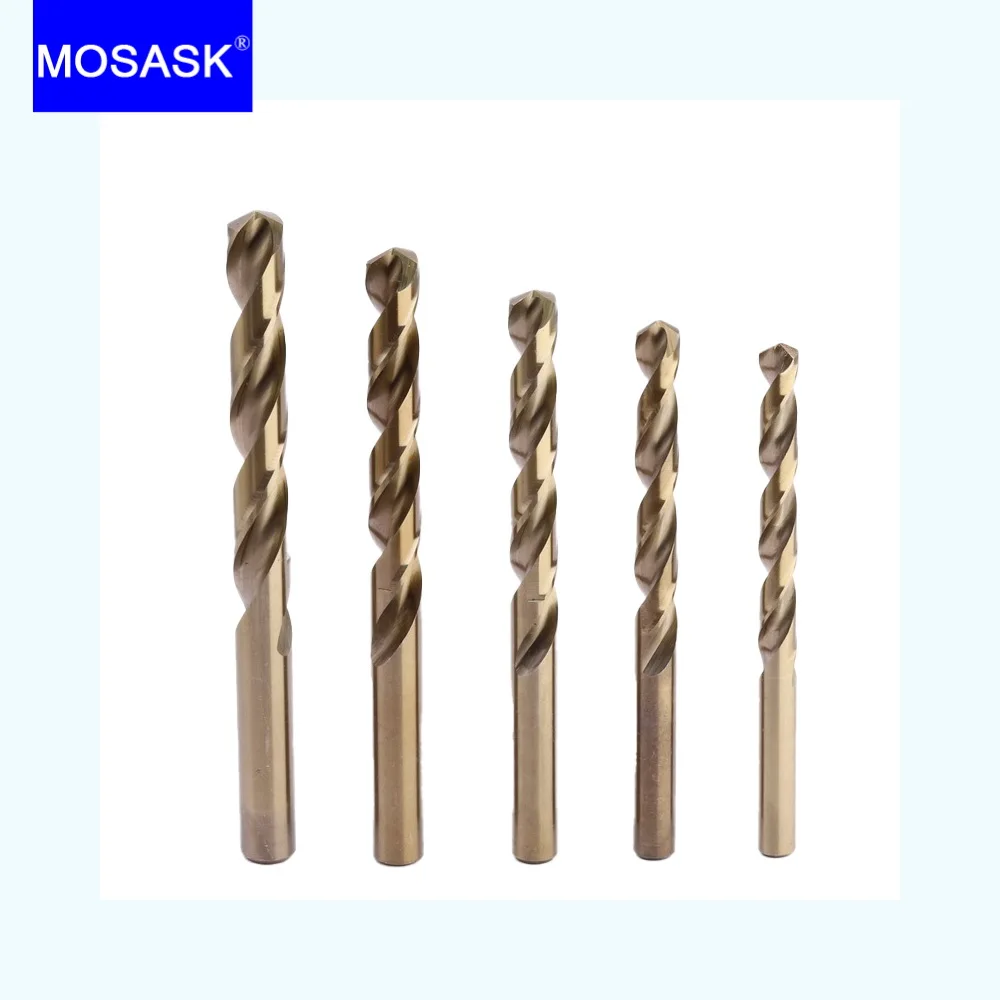 MOSASK HSS M35 stal szybkotnąca 1.0 - 13.0 MM powlekany kobaltem chwyt prosty standardowa długość zestaw wierteł CNC wiertarka