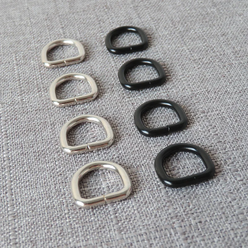 100pcs Wholesale Inside 10mm 12mm Metal D Ring Buckle For Dog Cat Collar Bag Straps Belt Loop Clasp Hat Sewing DIY Accessories