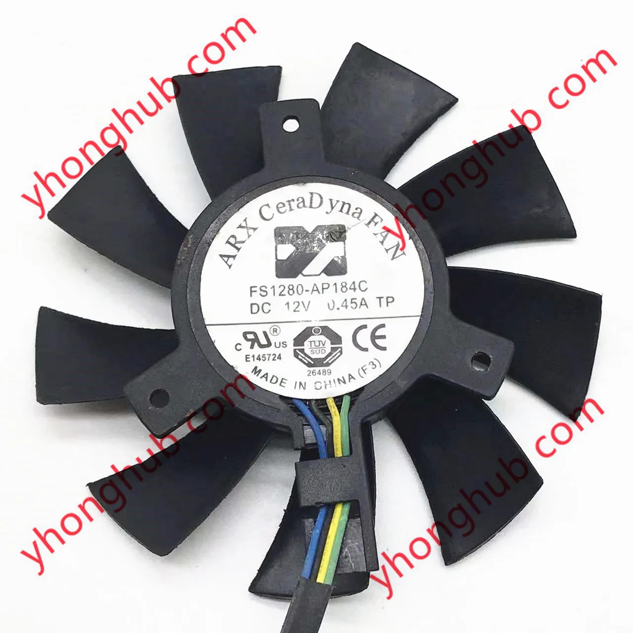 

ARX FS1280-AP184C DC 12V 0.45A Dia. 75mm C.T.C 39mm 4-Wire Server Cooling Fan