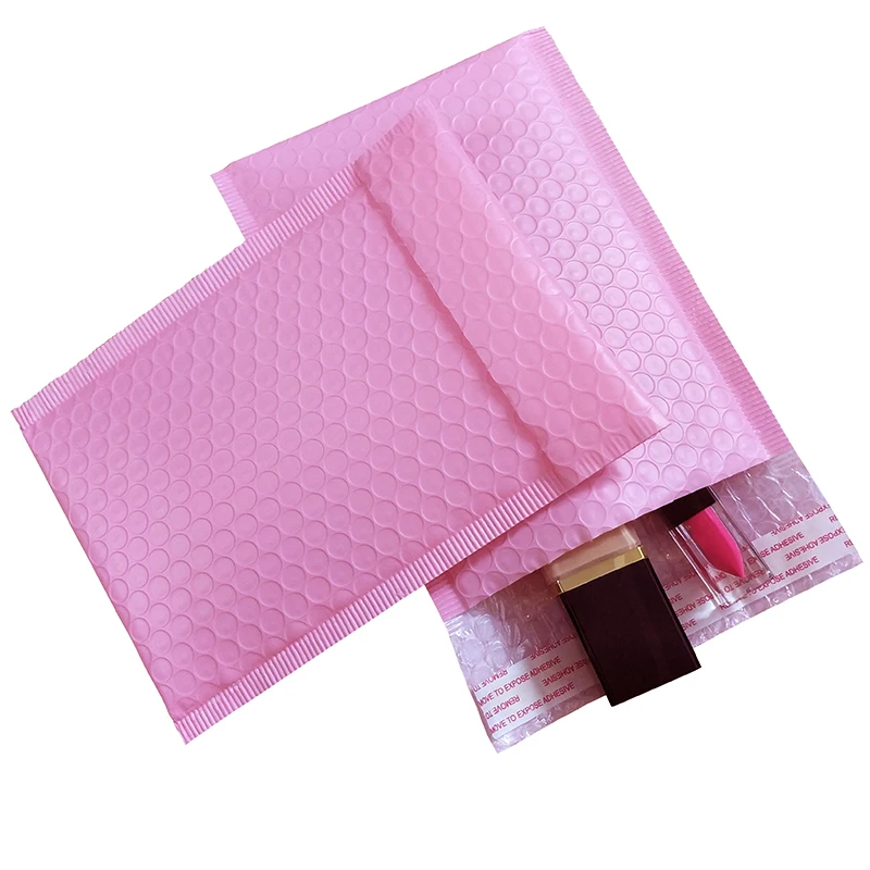 Envelopes com plástico bolha para envio postal, cores rosa claro, 17 tamanhos, 10 peças, auto-vedação