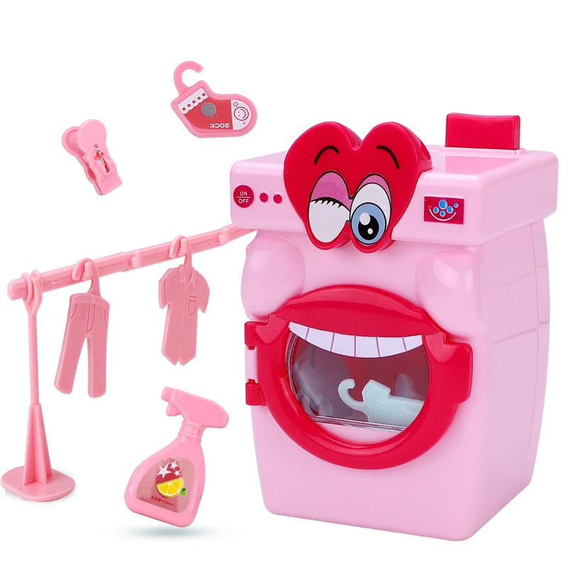 Children's mini washing machine toy Manual roller set girl's Pretend Play House delivery clothes hanger