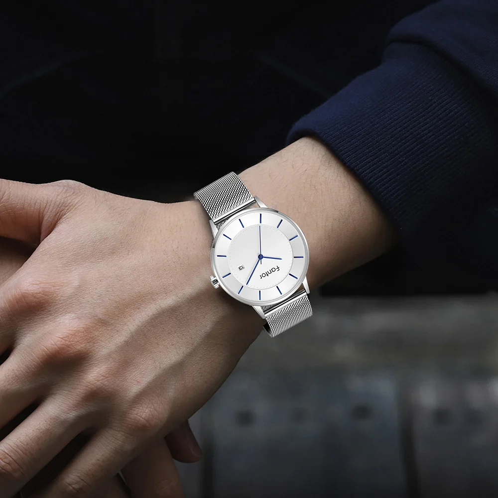 Fantor di Marca di Lusso Minimalista Classico Da Uomo Da Polso Impermeabile Data Sottile Sottile Orologio Al Quarzo per Gli Uomini