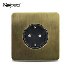 Wallpad EU Wall Socket Antique Brass Electrical Outlet Stainless Steel Panel German Schuko 4 Colors