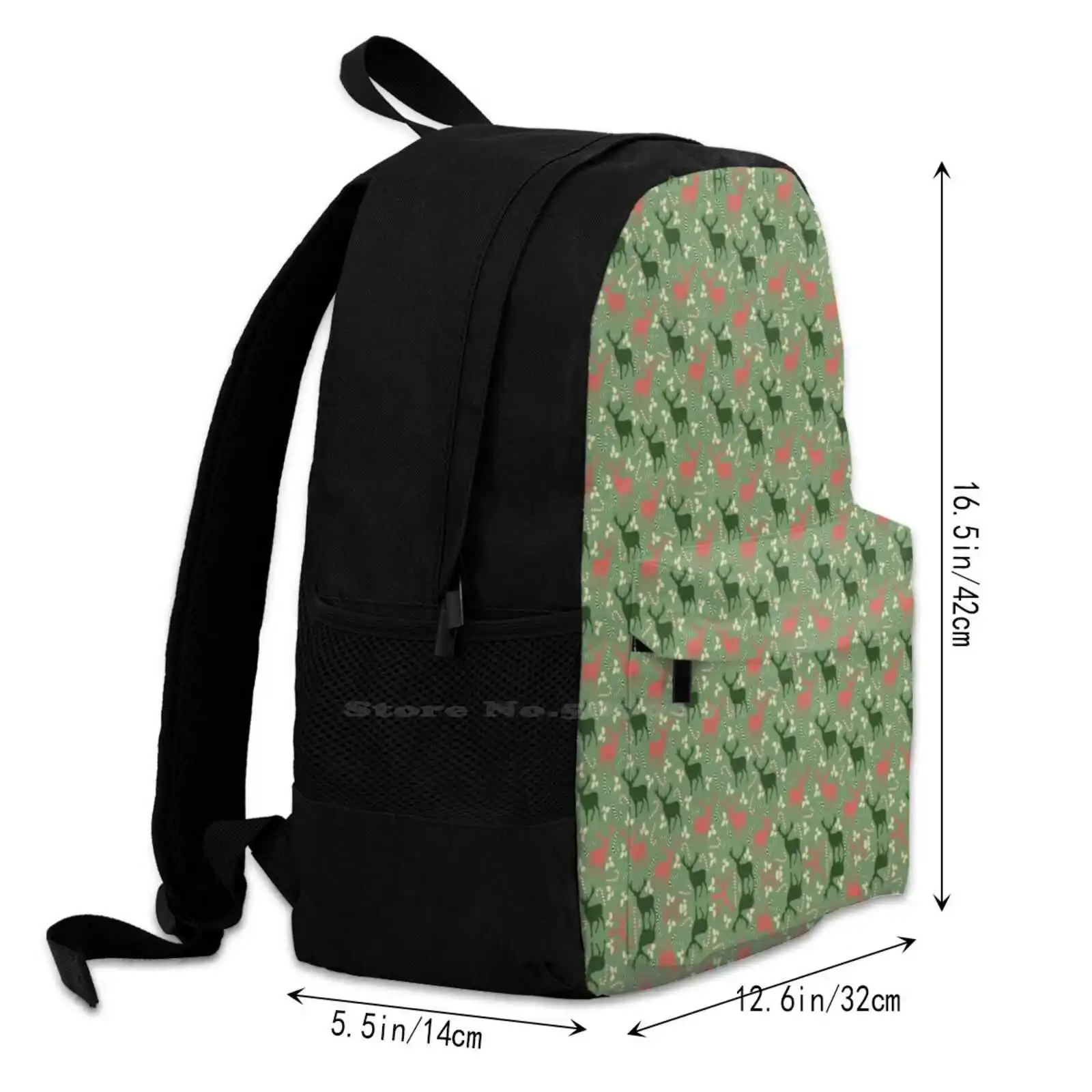 Christmas Deer Patterns Backpack para Família, Bolsa de Viagem, Laptop, Escola, Natal, Família, Moda