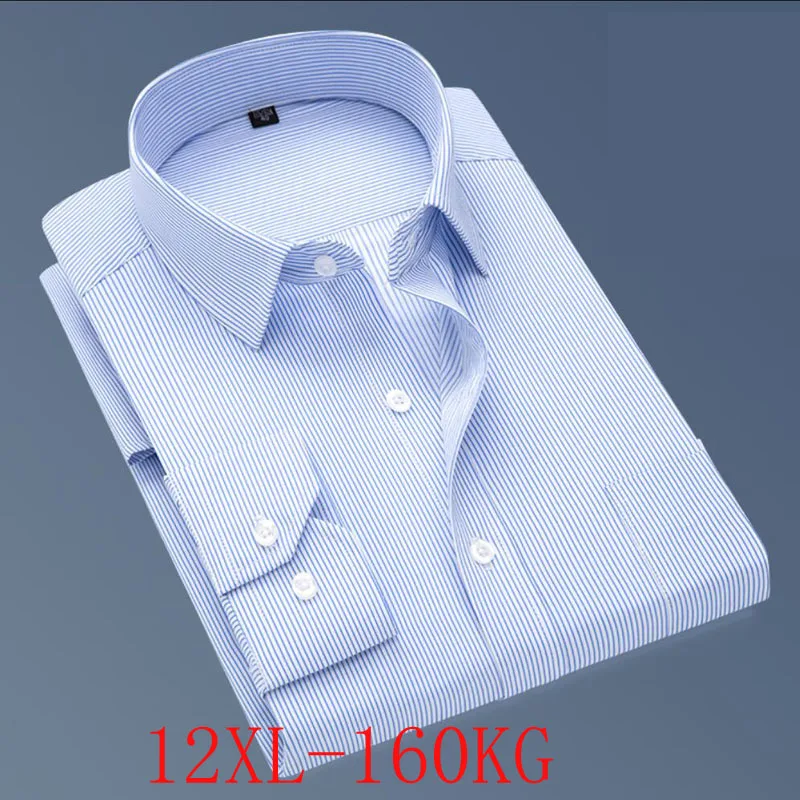 

Men's Casual Dress Long Sleeved Shirt Summer Blue Black Male Regular Fit Shirt Men Social Shirts 5XL 6XL 7XL 8XL 11XL 12XL 52 54