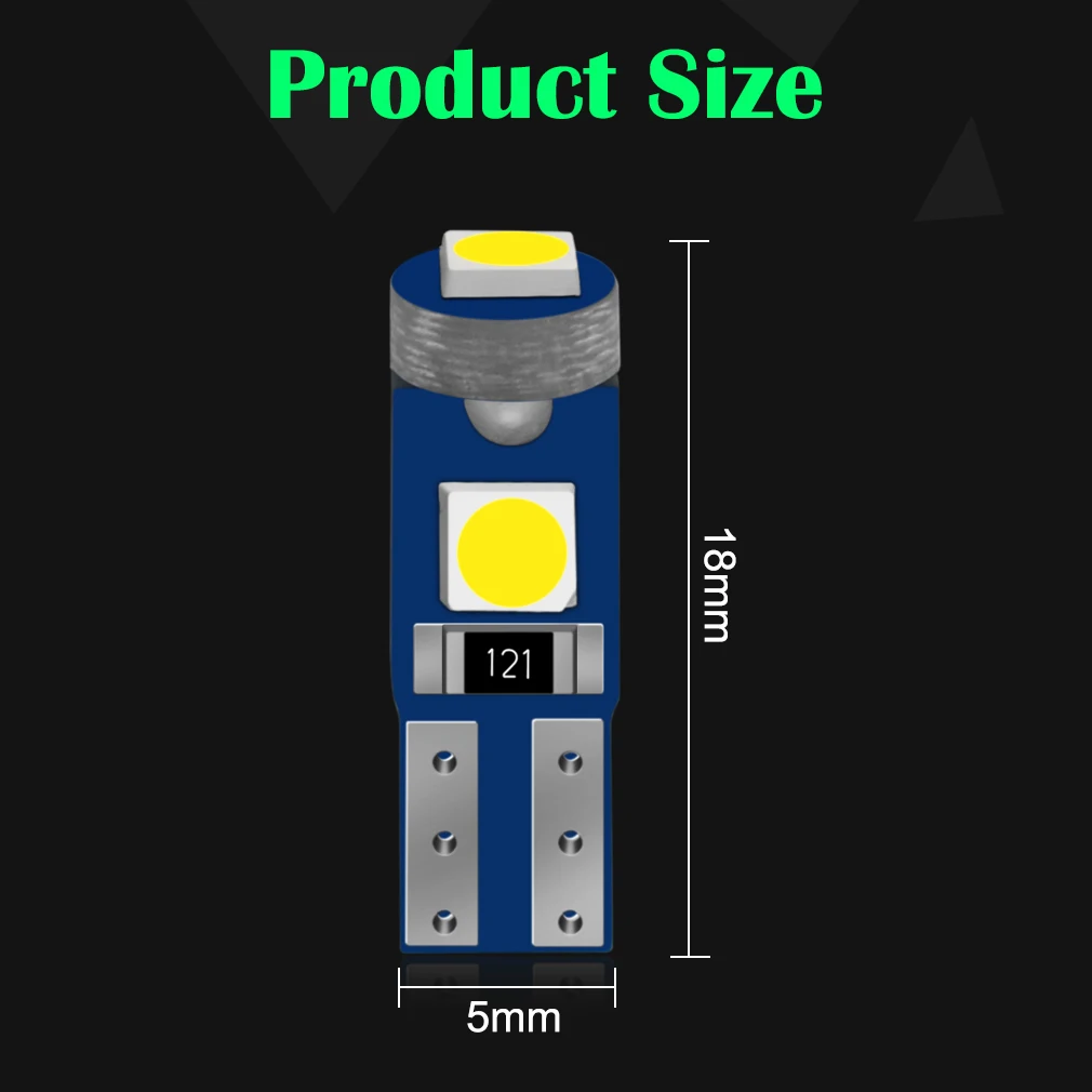 10Pcs T5 LED W1.2W 27 74 86 206 Super Bright 3 SMD 3030 LED Car Interior Light Auto Side Wedge Dashboard Instrument Lamp Bulb 12