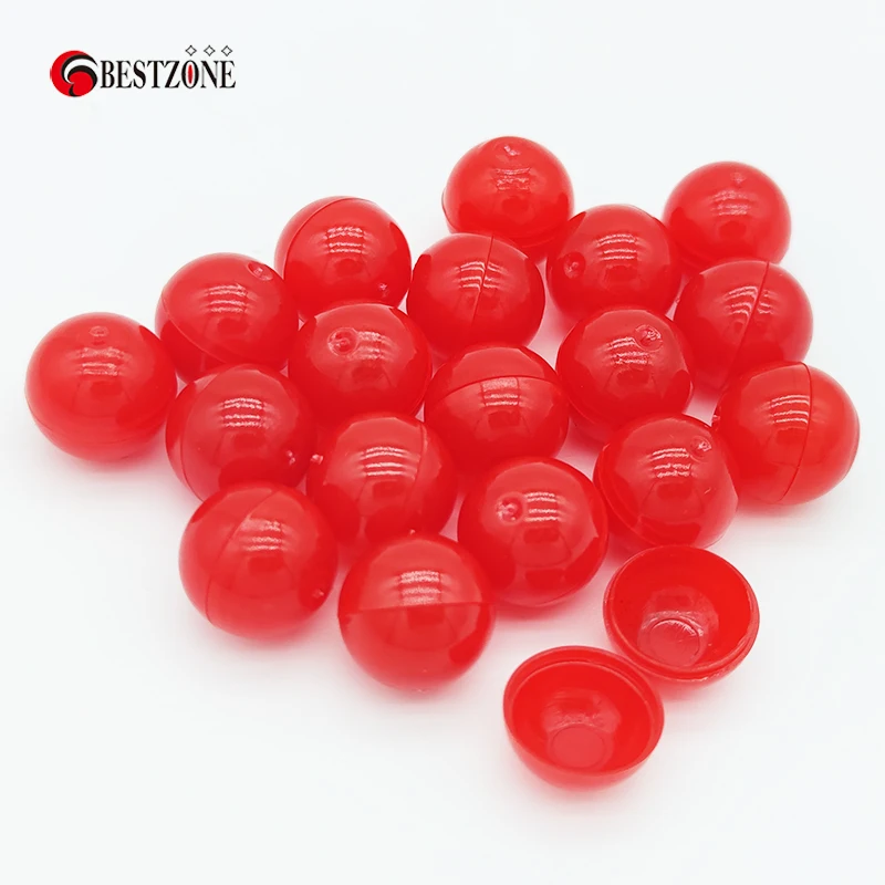 Very Small 50/100Pcs 0.59Inch Mini 15MM Red Plastic Capsules Toys Surprise Ball Empty Eggshell Kids Child Gift Vending Decorate