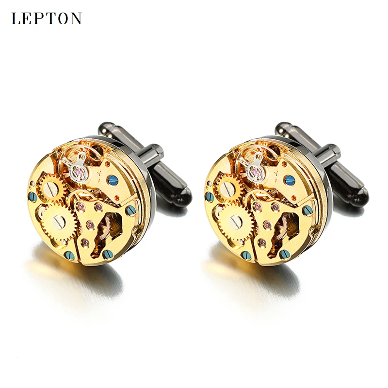 Hot Watch Movement Cufflinks for immovable Stainless Steel Steampunk Gear Watch Mechanism Cuff links for Mens Relojes gemelos