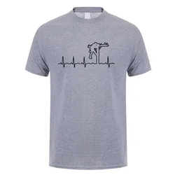 New Heartbeat of Lineman T Shirt Men Short Sleeve Cotton Electrician T-shirts Mans Tops Tee JL-062