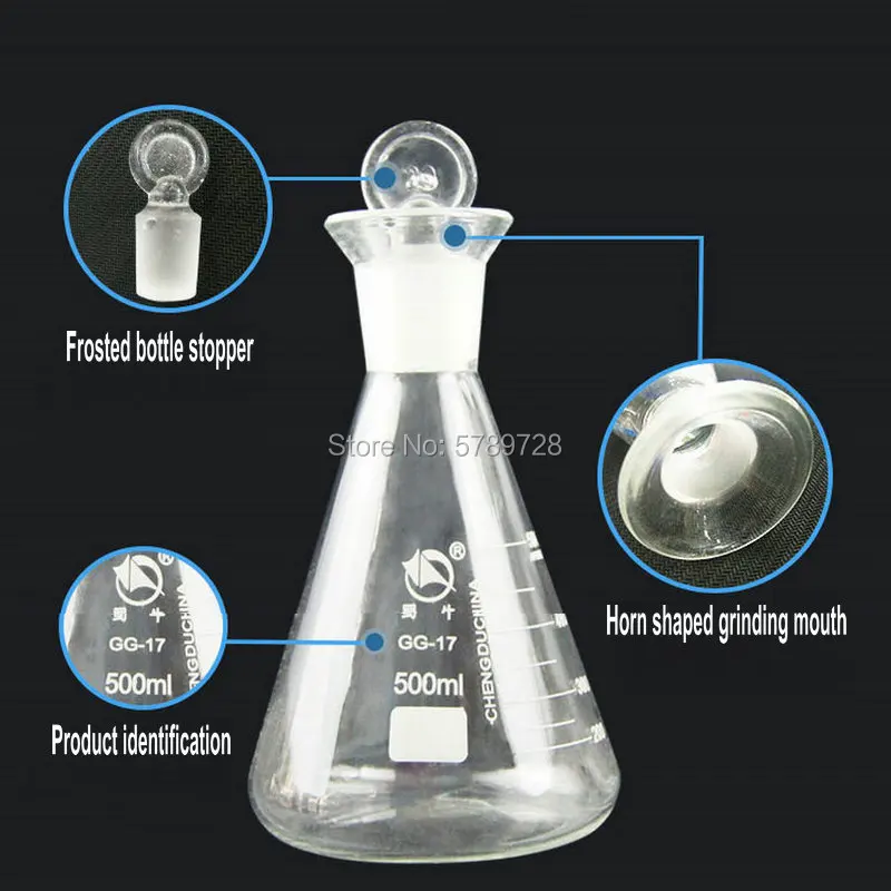 Imagem -02 - Definir o Iodo Frasco Triângulo Alta de Vidro de Borosilicato Cone Iodo Frasco de Medição 50ml 100ml 150ml 250ml 500ml 1000ml Pcs