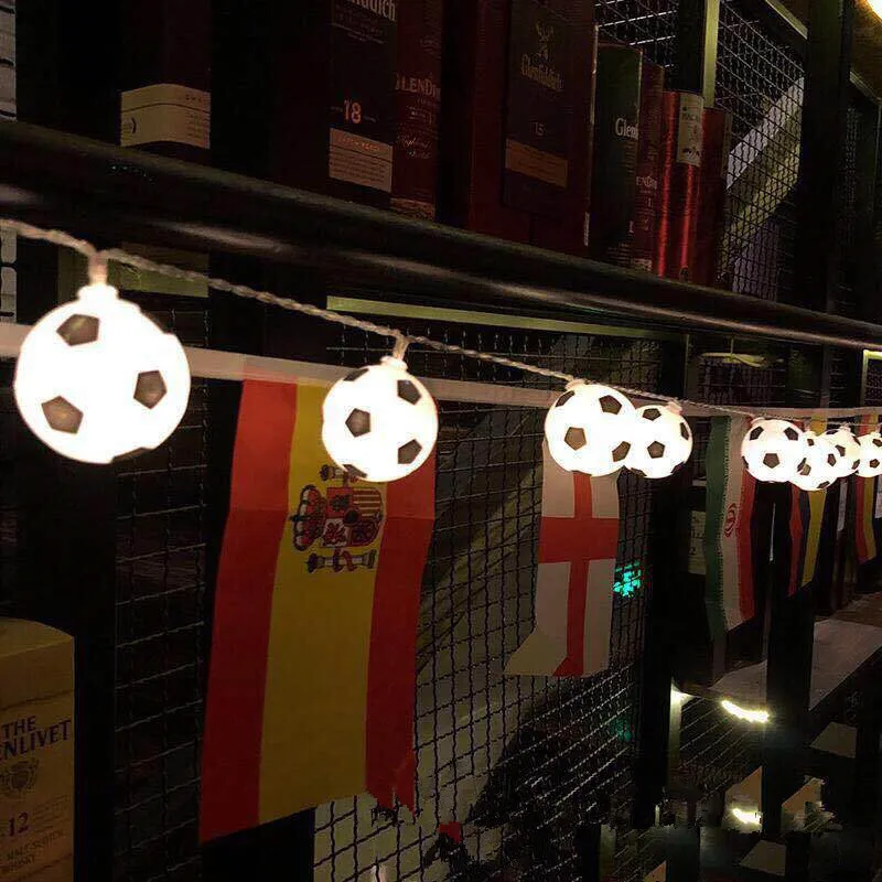 10 LEDs Football String Lights DIY Soccer accessories Atmosphere for Bar Club Party Decoration Fans Supplies