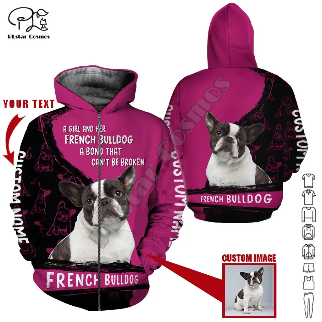 

PLstar Cosmos Cute French Bulldog 3D Printed Animal Hoodies Sweatshirts Zip Hooded For Men And Women Casual Streetwear Style-F24