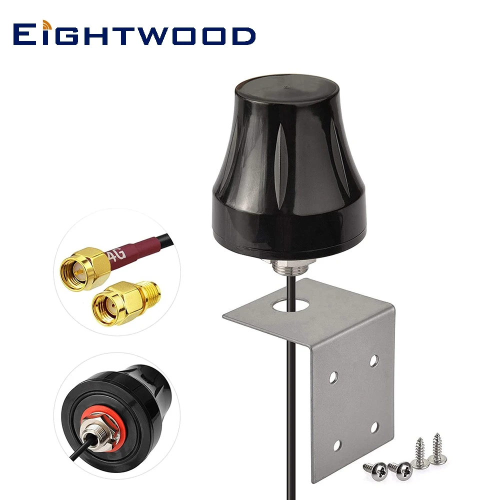 Eightwood 4G LTE SMA Male Antenna Outdoor Fixed Bracket Wall Mount Aerial for 4G LTE Router Cellular Gateway Home Phone Modem