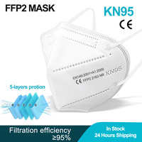 50Pcs KN95 Masks 5 Layers Filter Dust Mouth PM2.5 Face Mask Protective Mouth Mask Mascarillas ffp2 KN95 Adult Maske Reuseable