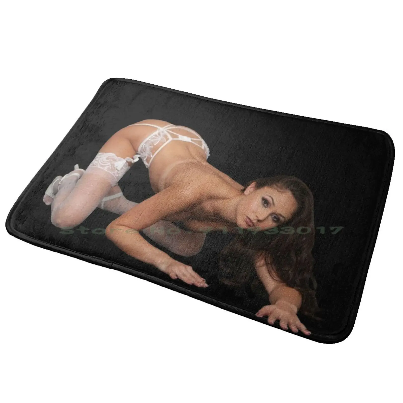 Ariana Marie Sensual Body-Female Erotic Art Photography Entrance Door Mat Bath Mat Rug Roses De Jouy Romantic Pattern Hand