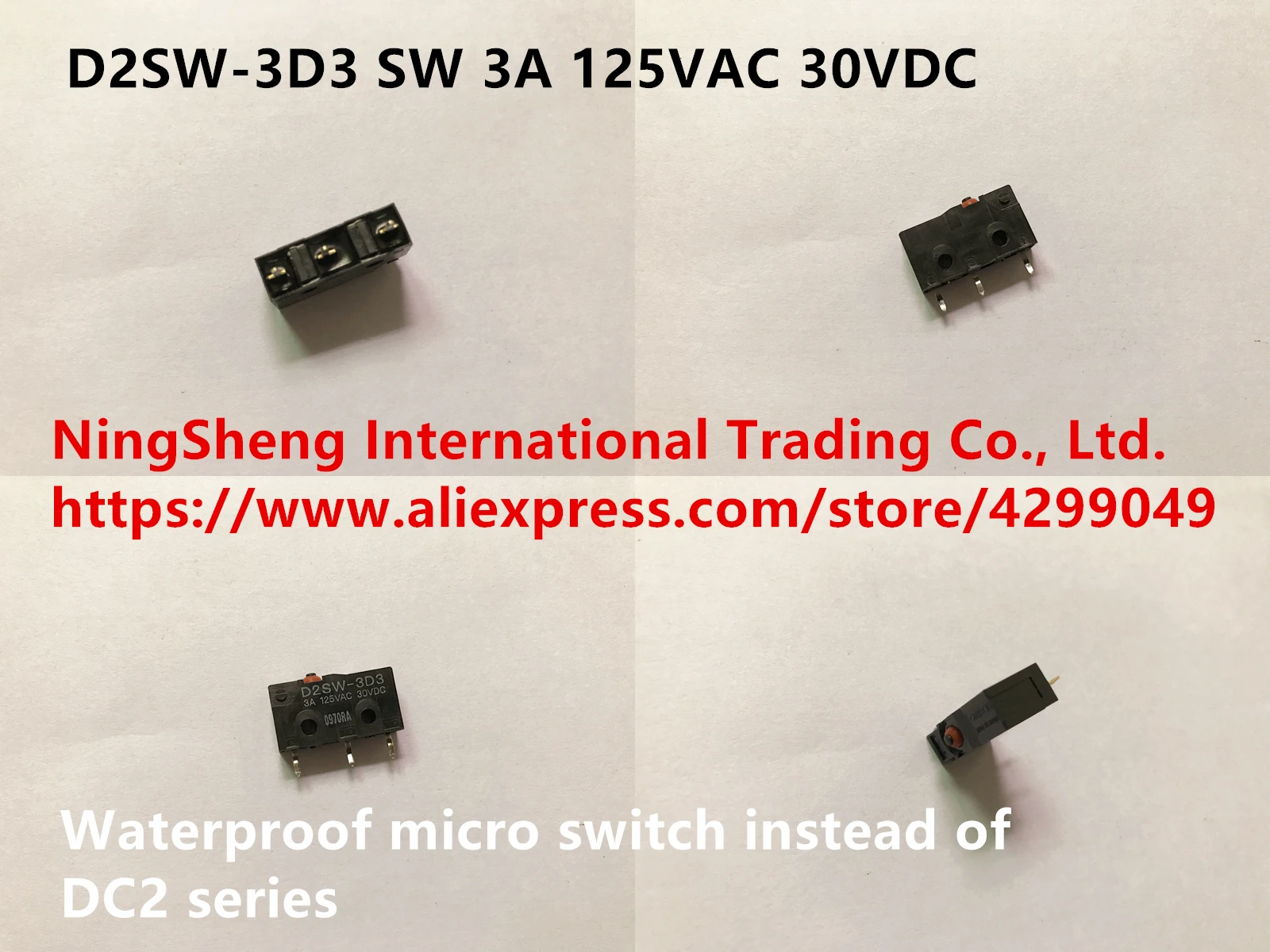 

Оригинальный новый 100% D2SW-3D3 3A 125VAC 30VDC водонепроницаемый микропереключатель вместо серии DC2