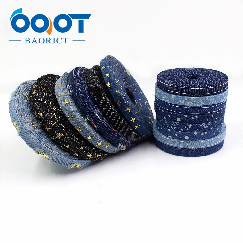 OOOT BAORJCT I-19413-983, 3/8 \'\', 5 metri ponticello denim tessuto di serie, nastro l\'artigianato di prua cap accessori e FAI DA TE decorazioni