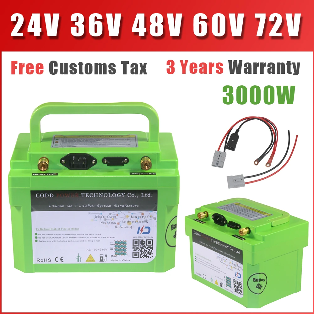 24V 36V 48V 60V 72V Lithium Battery 1000W 2000W 3000W Scooter Motorcycle electric bike battery