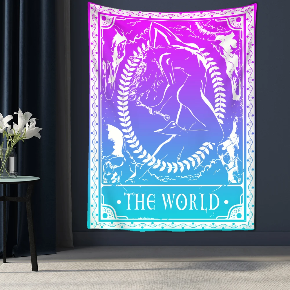 Colorful Death Tarot Tapestry Wall Hanging Indian Mandala Psychedelic Magic Bohemian Style Hippie Mattress Home Decor