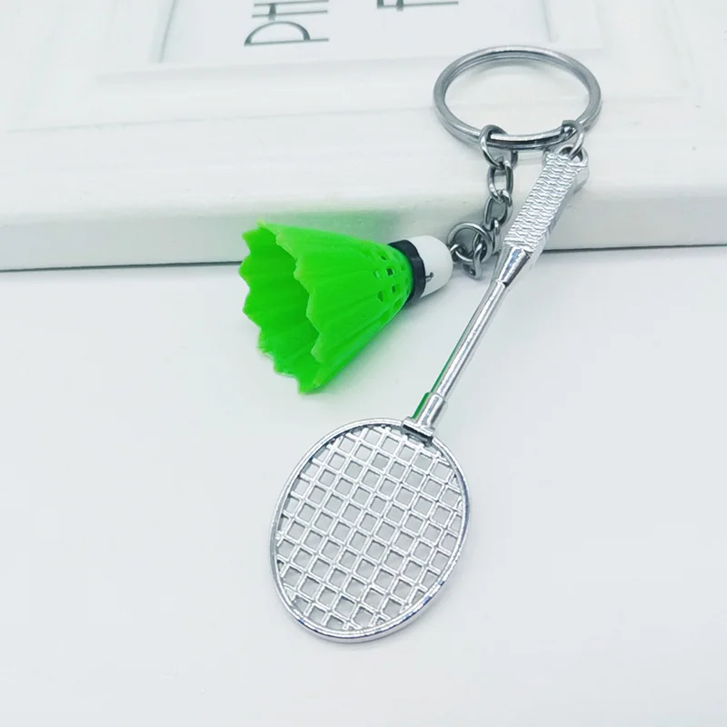 1 Pc 3D Personality Simulation Metal Key Ring with a Plastic Shuttlecock Pendant DIY Charm Keychain