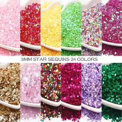 Star Nail Sequin 3mm Star Shape Sequins Paillettes for Nails Beauty Lady Manicure Wedding Decoration Confetti 10g