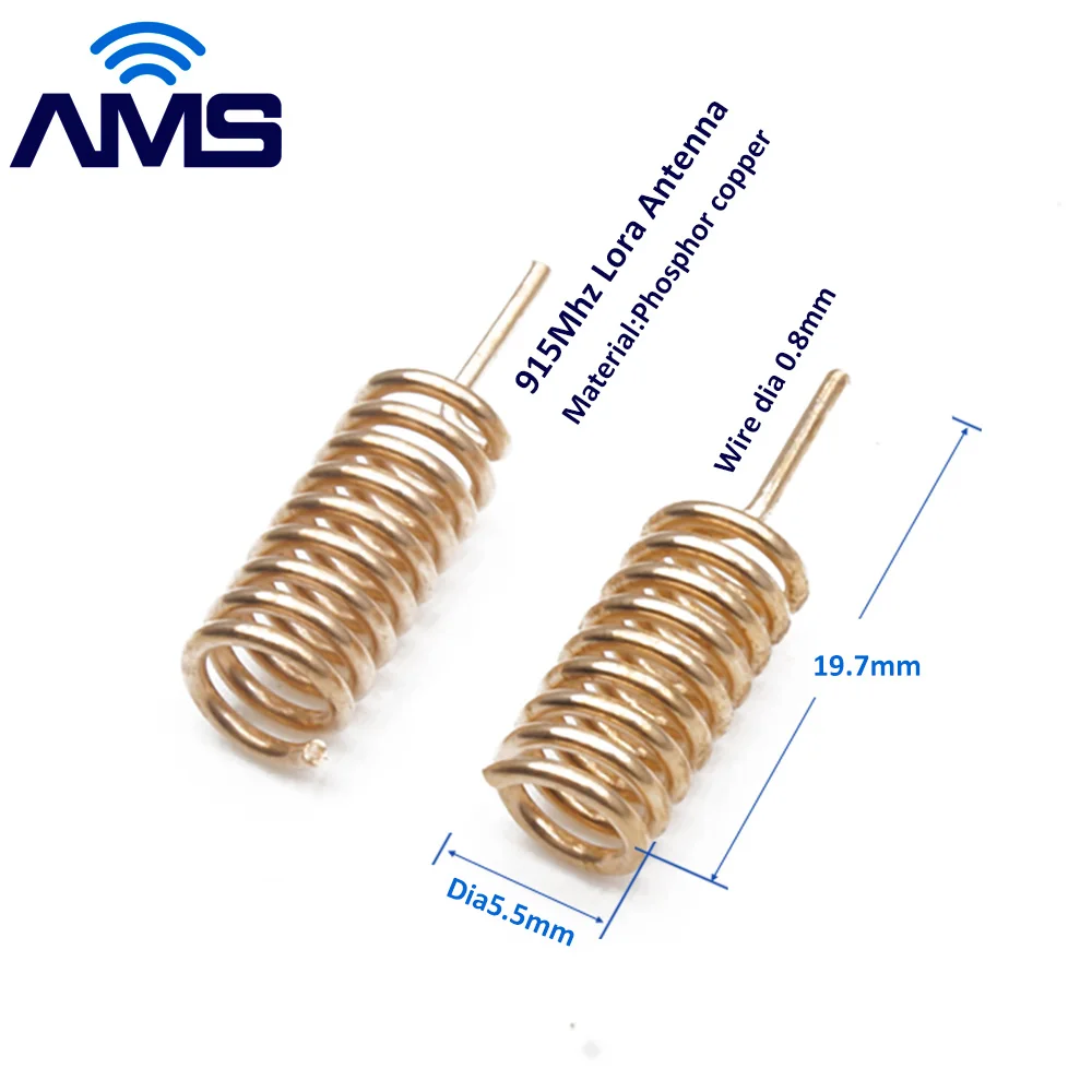 AMS Wholesale10PCS PCB Welding Aerial 2dBi Omni Copper 433mhz 868Mhz Lora 915mhz Coil Straight / Bended Internal Spring Antenna