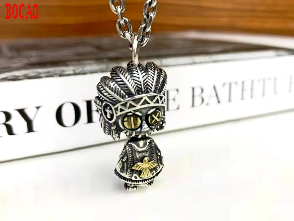 Real S925 sterling silver Indian witch doll sterling silver pendant