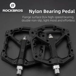 ROCKBROS Bicycle Pedals Ultralight MTB Road Nylon Bike Pedal Anti-slip Rainproof Flat Bicycle Pedals Cycling DU Bearings Pedal