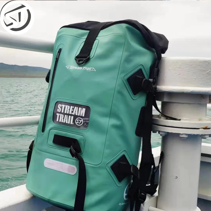 Stream Trail impermeabile Dry tank esterno 40L D2 zaino borsa asciutta Daypack resistente all'acqua chiusura Roll-Top resistente schienale imbottito