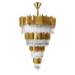 LED Modern Round Gold Silver Crystal 4 tier Designer Chandelier Lighting Lustre Suspension Luminaire Lampen For Dinning Room