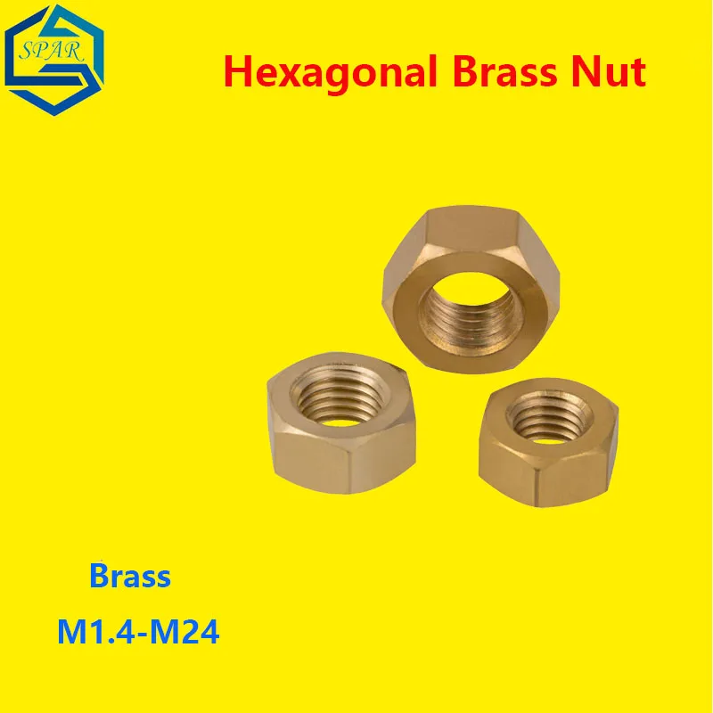 Шестигранная Латунная гайка, медная Шестигранная гайка, Медная гайка, винтовая крышка, шестигранная гайка M1.4-M20, DIN934, шестигранная Латунная гайка GB6170, DIN934