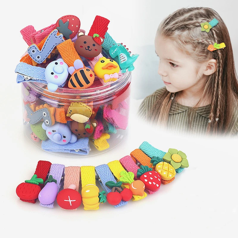 26 PCS/ Box Children Hair Ornament No Harm Cartoon Hair Clips For Girls Multi Style Kwaii Barrettes Kids Hairpins Accessories