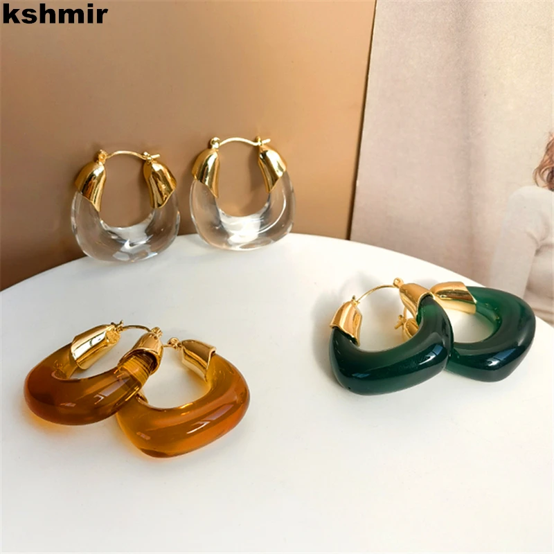 kshmir South Korea U shape spliced earrings retro fashion transparent acrylic earrings exaggerated party earrings for womenearri