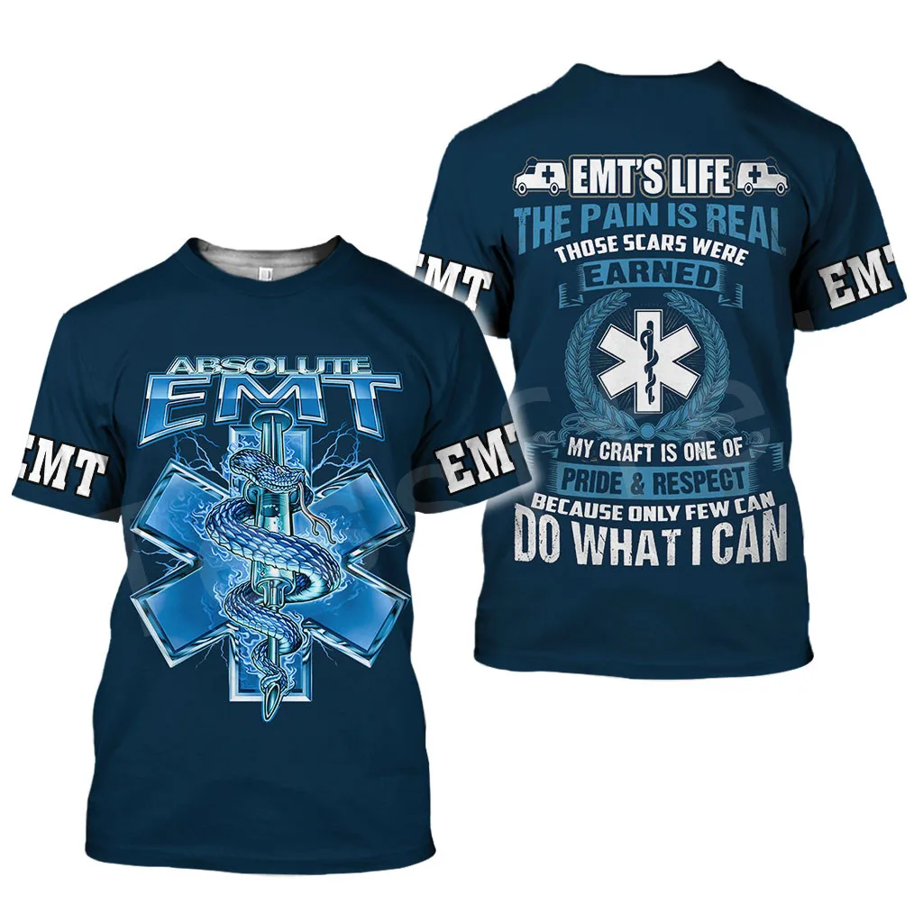 Tessffel Emergency Medical Service Technician EMT EMS Paramedic Hero New Fashion Unisex Casual 3DPrint Short Sleeve T-Shirts s-1