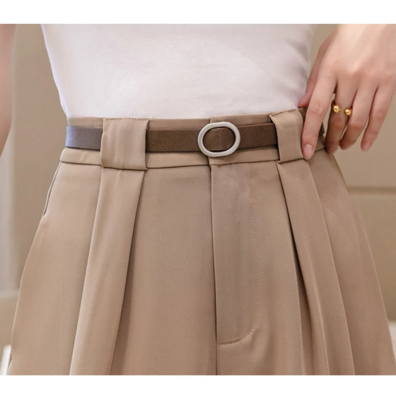 New Loose Wide Leg Women Shorts Summer Casual A-Line High Waist Bermudas Mujer Boyfriend Free Belt Khaki White Black Short Femme