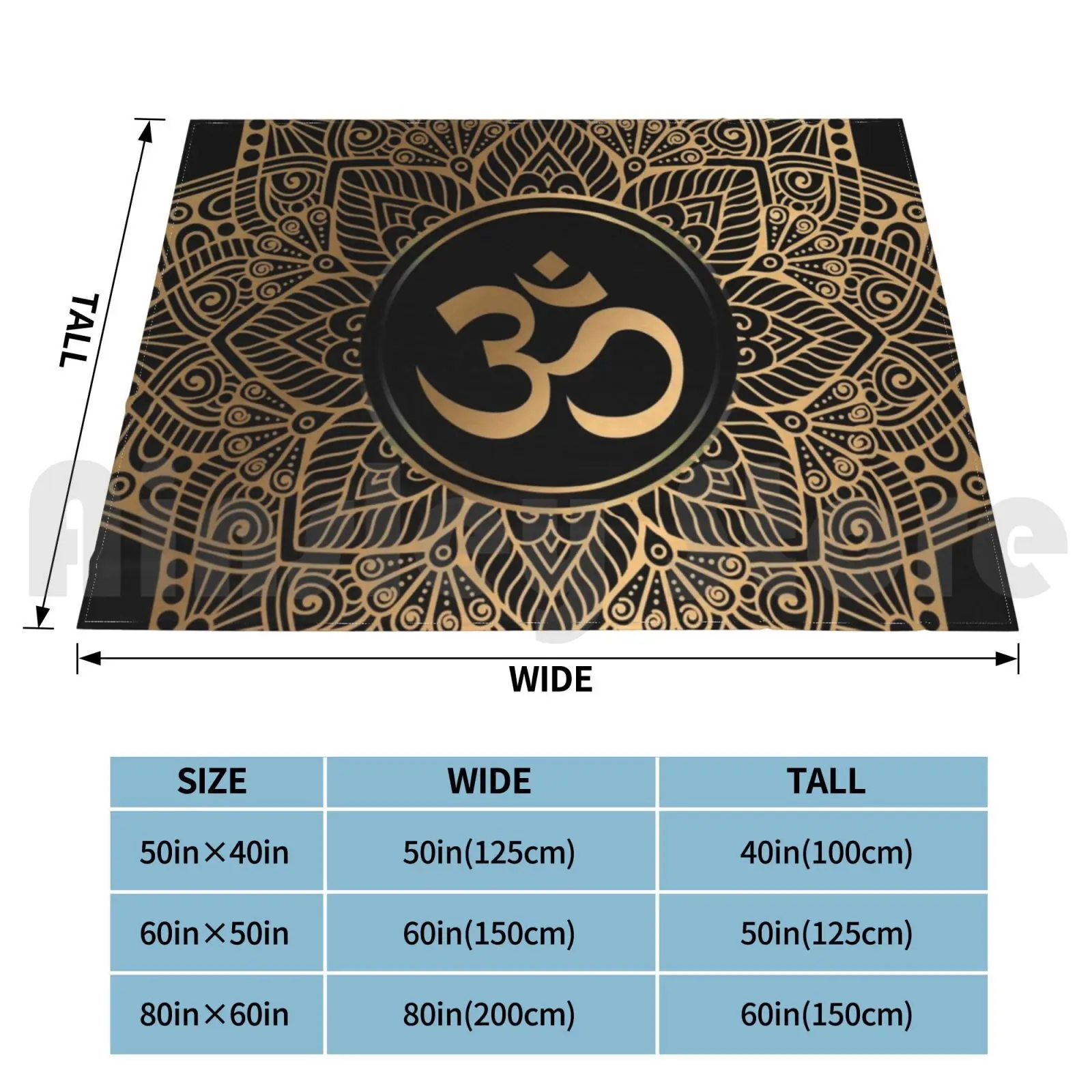 Golden Mandala Blanket Super Soft Warm Light Thin Gold Golden Mandala Om Yoga Aum Ohm Henna