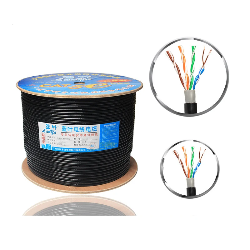 Cavo di rete esterno 100 0-40 cavo di rete con blocco dell'acqua cavo di rete in rame puro a 8 conduttori in rame puro coppia intrecciata 0.5