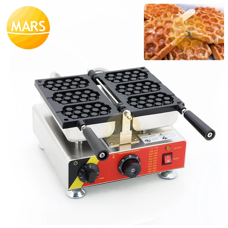 Commercial Honeycomb Waffle Machine Non-stick Waffle Cake Maker Mini Honey Comb Shape Waffle Baker Iron Pan Machine 220V 110V